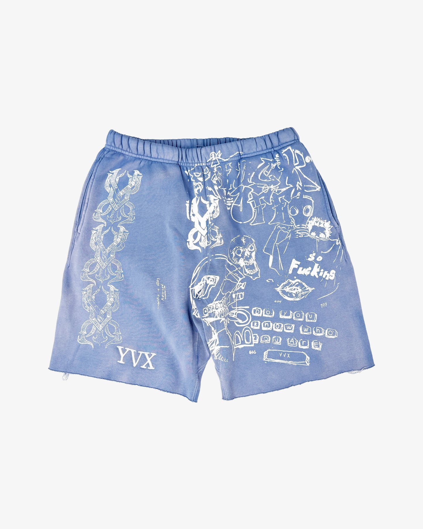 "Chalkboard" Sweatshorts in Frozen Blue