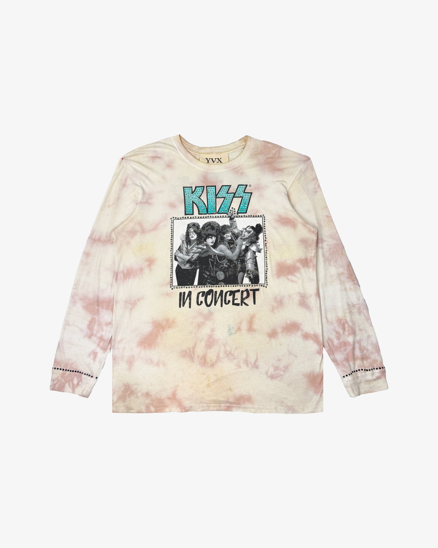 Vintage Tee Collection Kiss Long Sleeve White Tye Dye (Size XL)