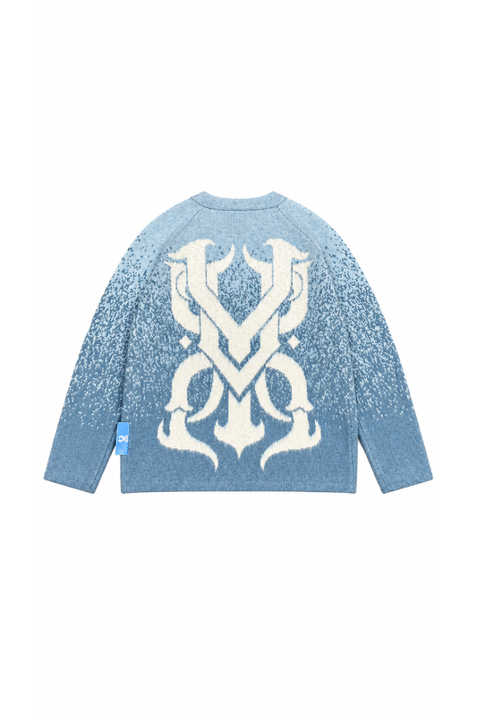 Fear of the Dragon Cardigan Sweater Aqua Blue back