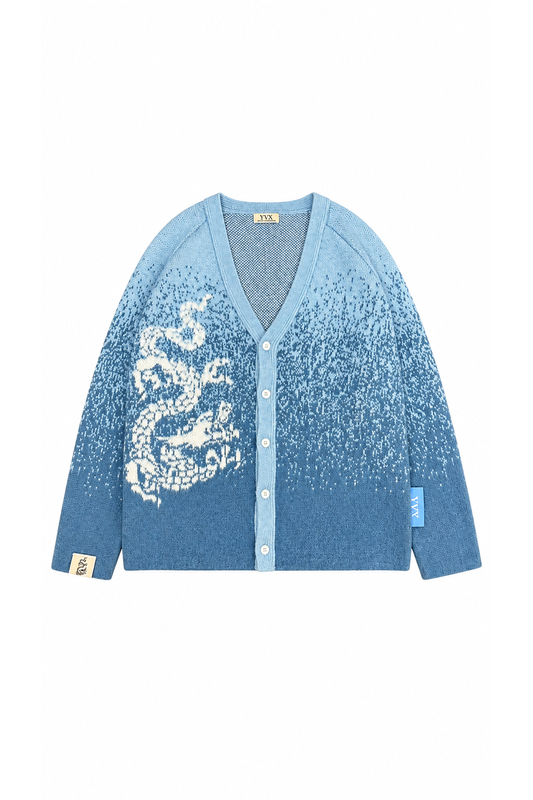 Fear of the Dragon Cardigan Sweater Aqua Blue front