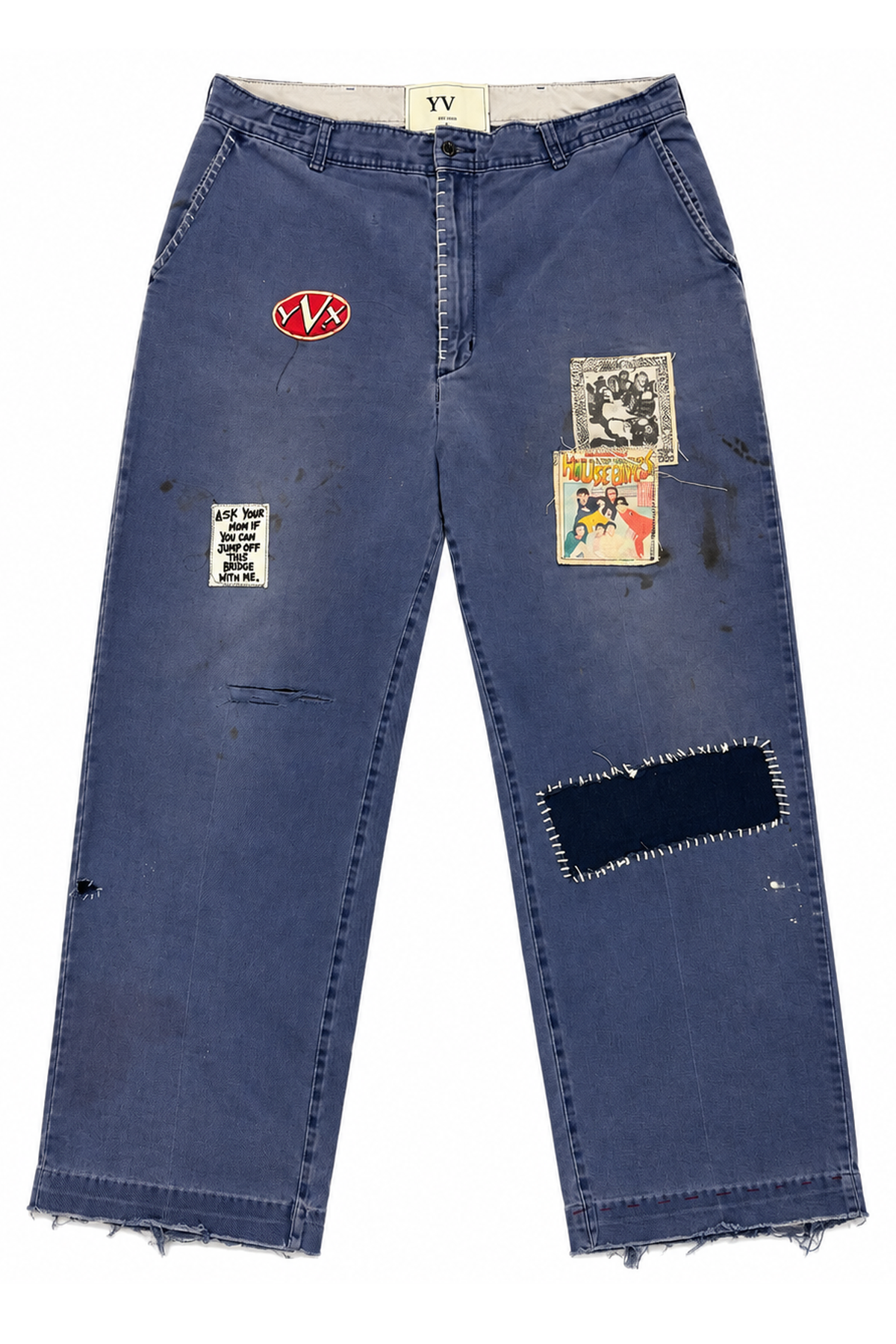 Mended Blues Worker Pants 003 blue front
