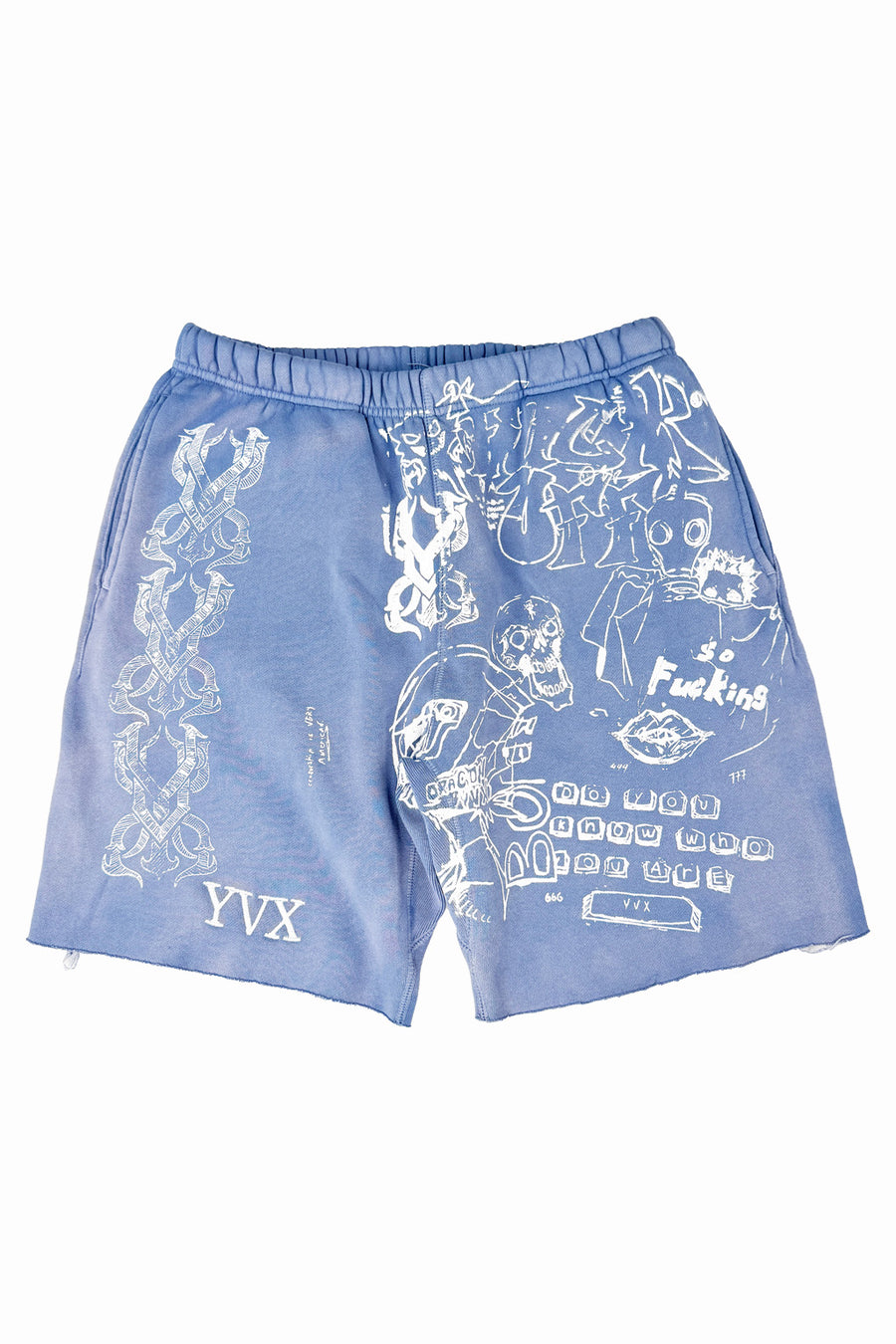 "Chalkboard" Sweatshorts in Frozen Blue