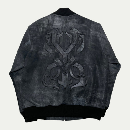 Black Leather Monogram Bomber (XL)