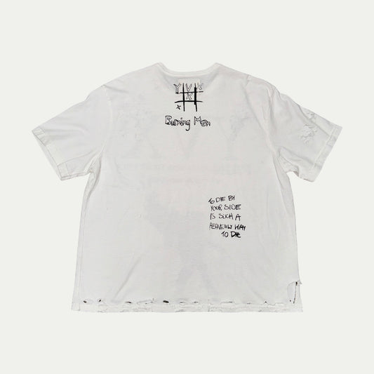 "Burning Man" Destroyed Box Fit Tee in White