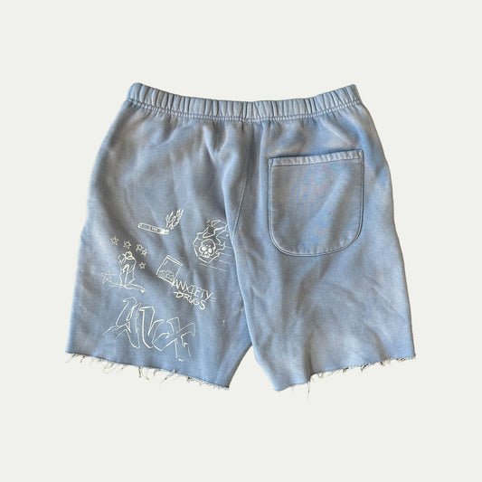 "Chalkboard" Sweatshorts in Frozen Blue