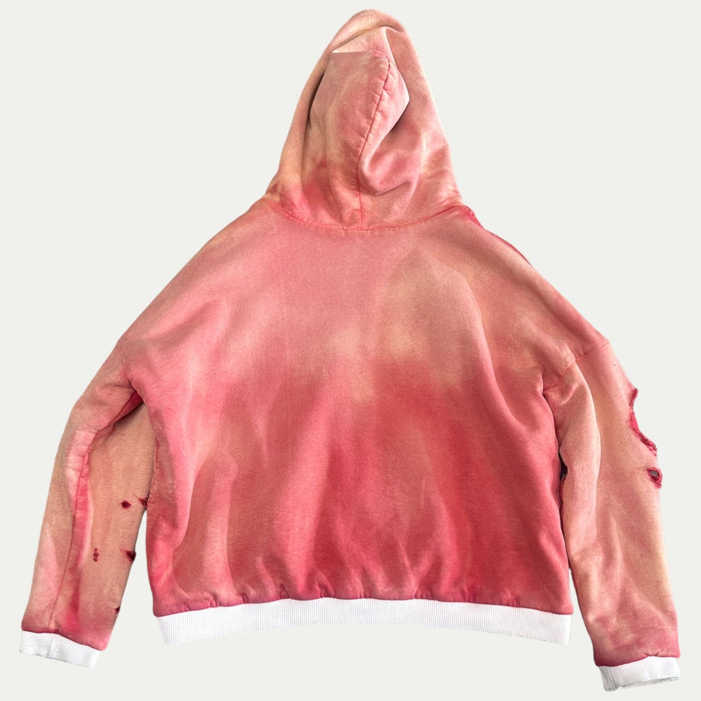 DESTROYED DOUBLE LAYER RED HOODIE (MEDIUM)