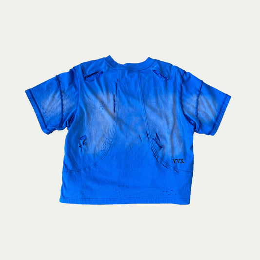 Double-Layer Sun-Faded "French Blue" Distressed Tee