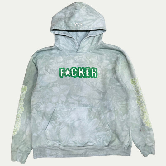 Hand Dyed Green Fucker Hood (Large)