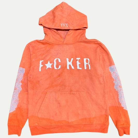 Hand Dyed Orange Fucker Hood (Large)