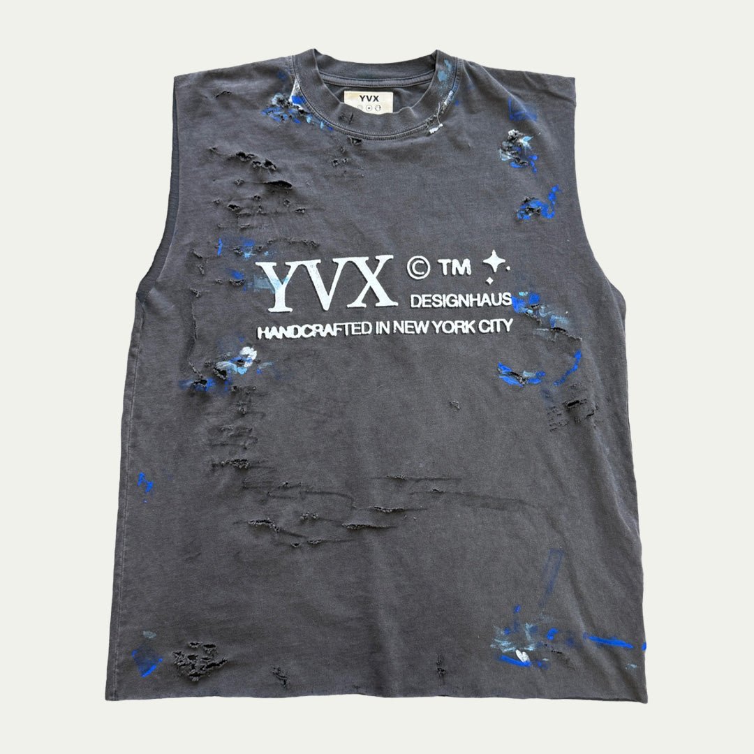 Workshop Monogram Short Sleeve Tee (Custom Blue Paint - Size Medium)